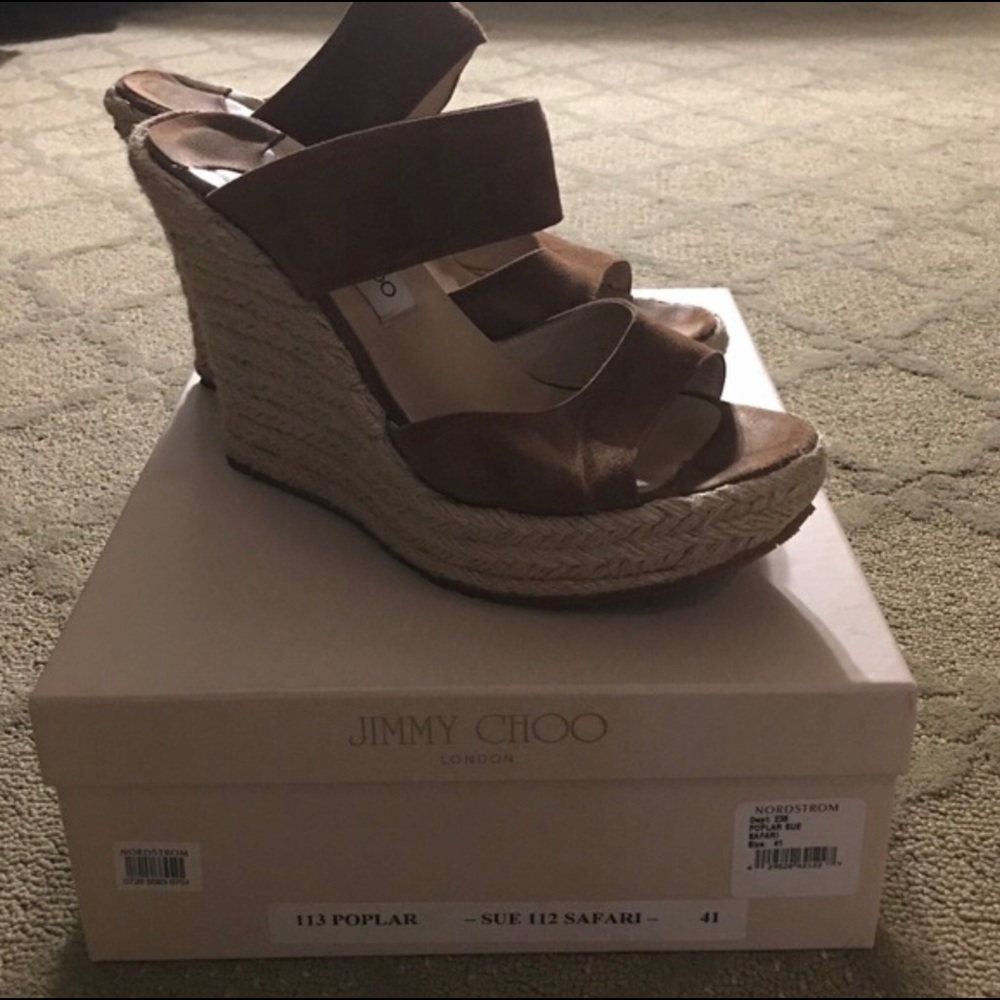 Jimmy Choo “Poplar” Suede Platform Espadrilles